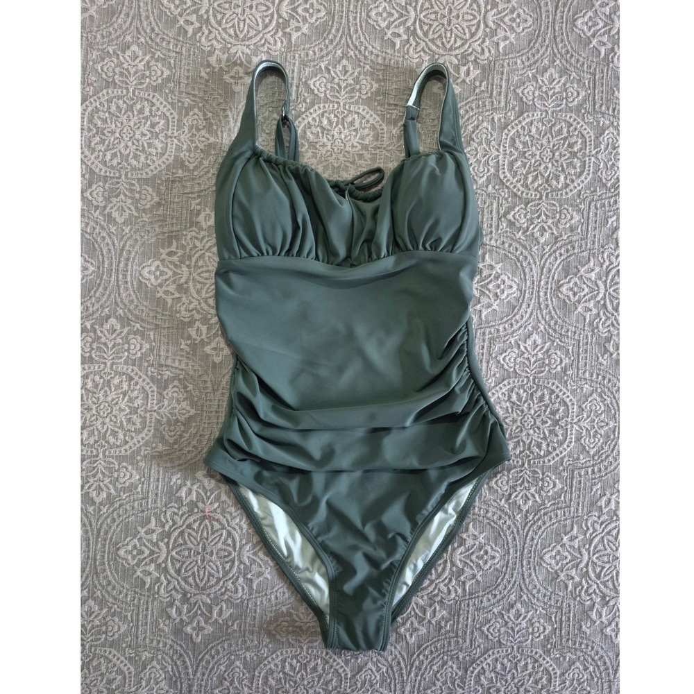 Cupshe Womens Ruched One Piece Swimsuit Green Sweetheart Neck M‎ DAA12E4M002RR